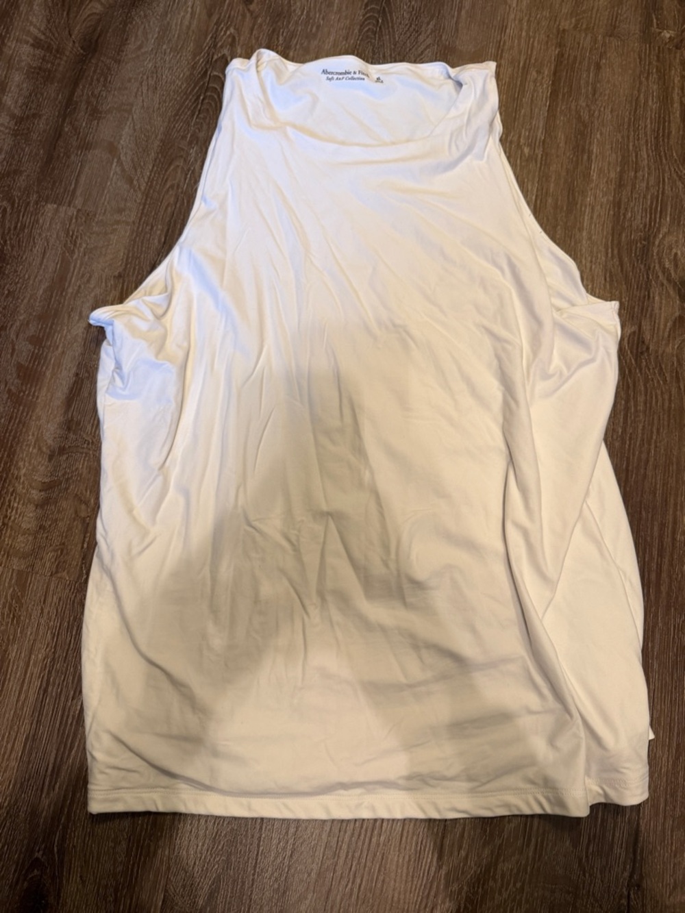 Abercrombie & Fitch White Ribbed High-Neck Tank